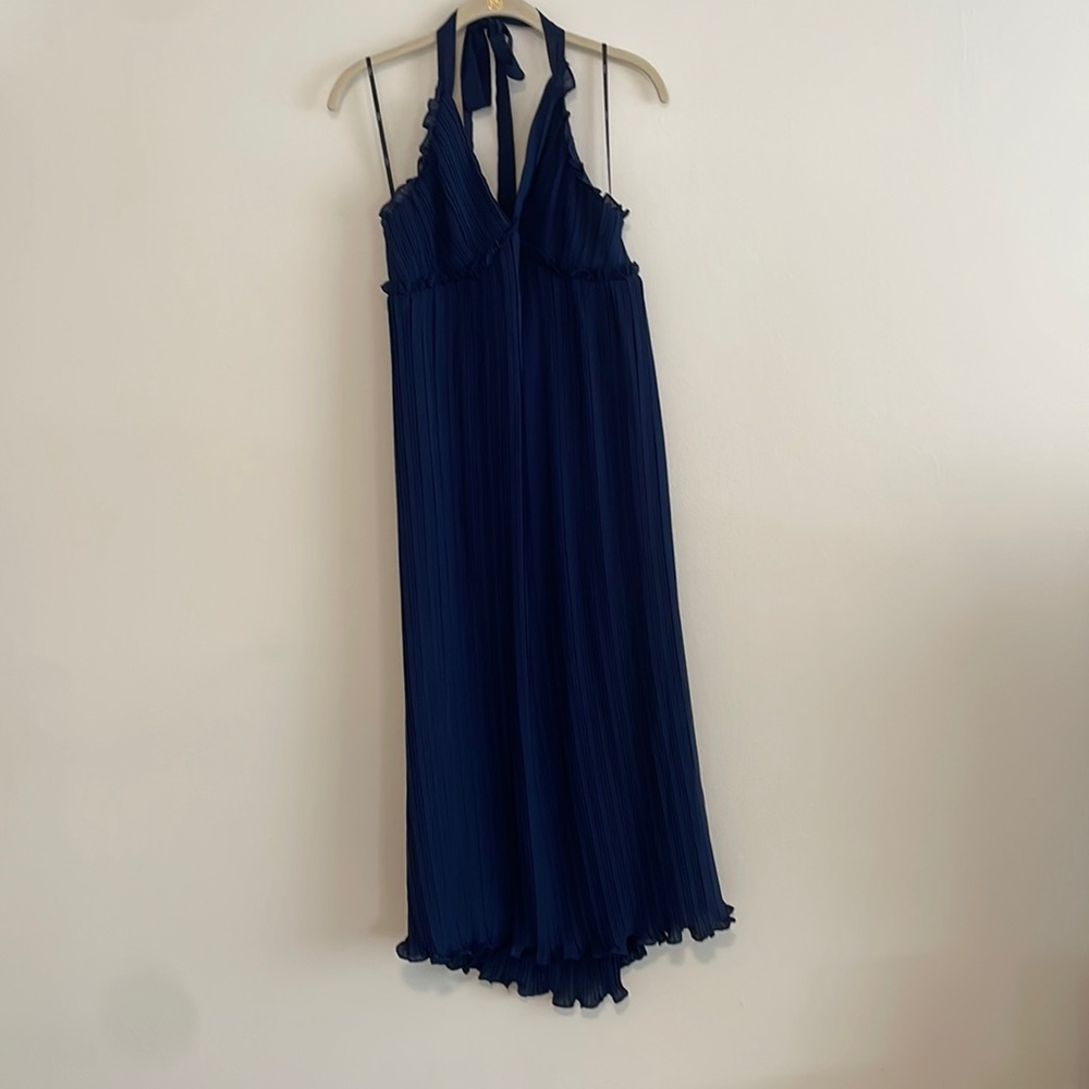 NWT Navy Blue A-Line Halter Midi Dress